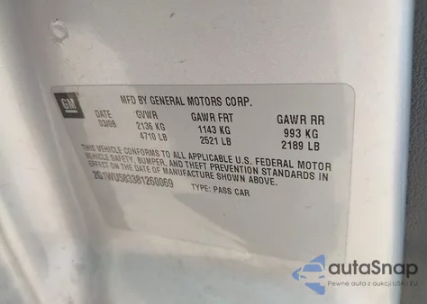 2008 Chevrolet Impala Ltz из США, поврежденный, VIN 2G1WU583381260069